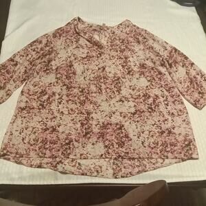 Philosophy Women's Floral Print Shirt Plus Size 1X 3/4 Sleeve Blouse Boho Tunic